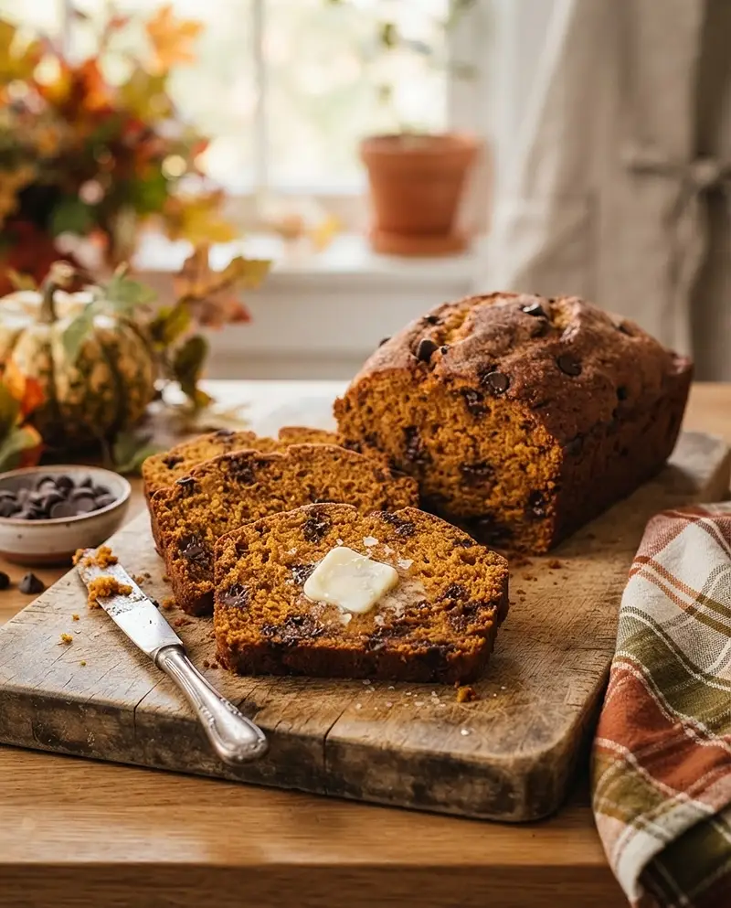 Chocolate Chip Pumpkin Bread Loaf 4 Chocolate Chip Pumpkin Bread Loaf RECIPE