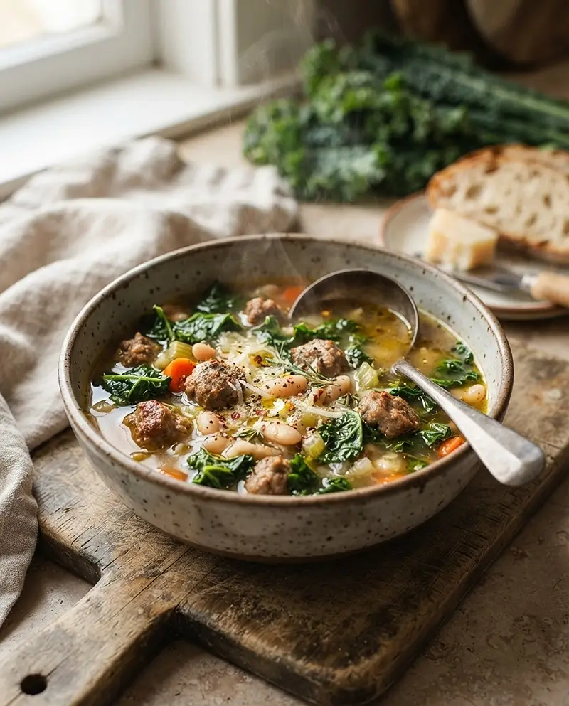 Cozy Sausage Kale White Bean Soup recipe