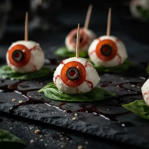 Monster Eye Caprese Bites 5 Creepy Monster Eye Caprese Bites