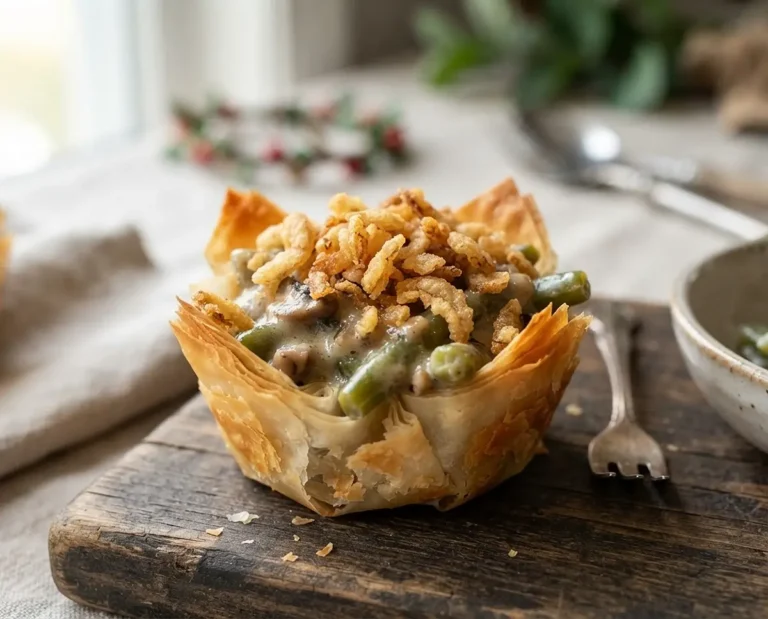 Crispy Onion Green Bean Casserole Cups
