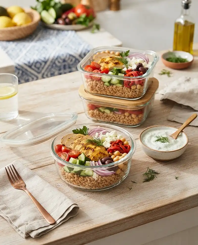 Greek Chicken Farro Meal Prep 5 Farro Chicken Bowls