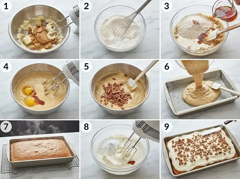 Maple Pecan Sheet Cake 4 How to Make Maple Pecan Sheet Cake Step by step