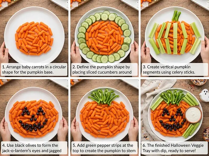 Pumpkin Patch Veggie Tray for Halloween 3 How to Make Pumpkin Patch Veggie Tray for Halloween