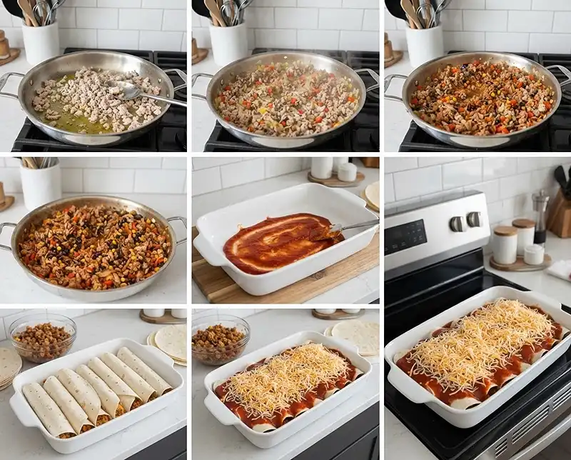 Cheesy Turkey Enchilada Bake 4 How to cook Cheesy Turkey Enchilada Bake