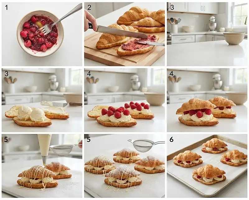 How to make raspberry croissant ice cream sandwich​