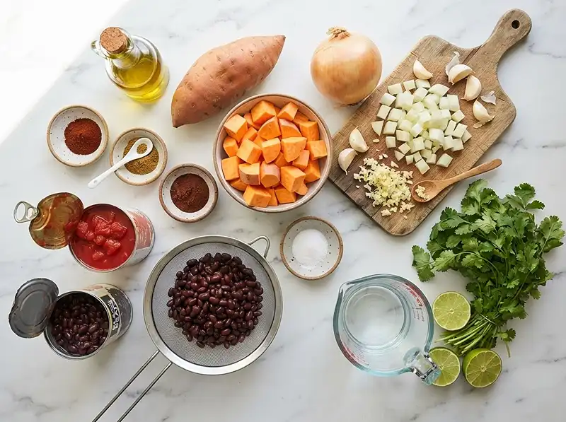 Ingredients for vegetarian chili recipe