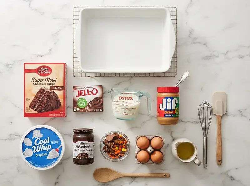 ING Chocolate Peanut Butter Poke Cake