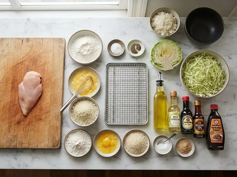 Ingredients for Chicken Katsu Cabbage Bowls