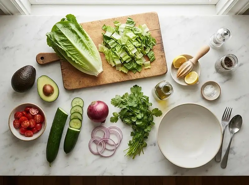 Ingredients for avocado romaine salad​