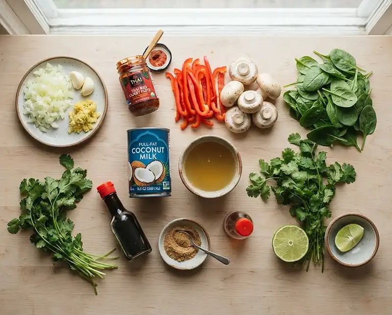 Ingredients for coconut curry soup cilantro recipe​