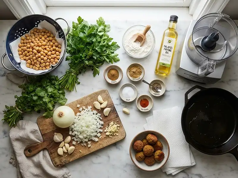 Ingredients for falafel with canned chickpeas