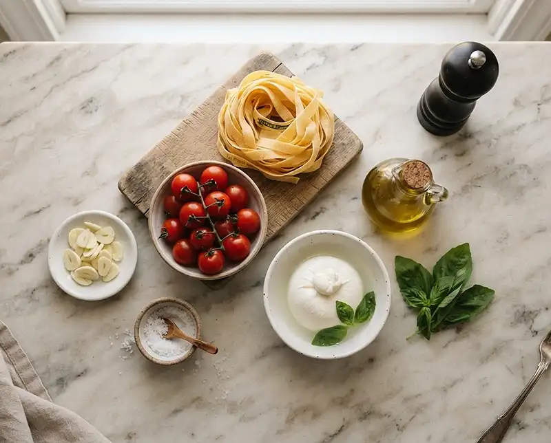 Ingredients for pappardelle burrata pasta​