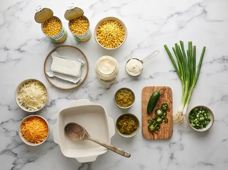 Ingredients needed for Baked Jalapeno Corn Dip