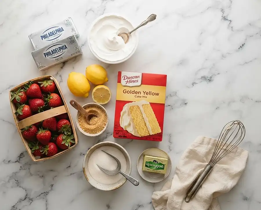 Nostalgic Summer Dessert Recipes Guide 3 Key ingredients used in nostalgic summer dessert recipes like cream cheese, whipped topping, and fruit