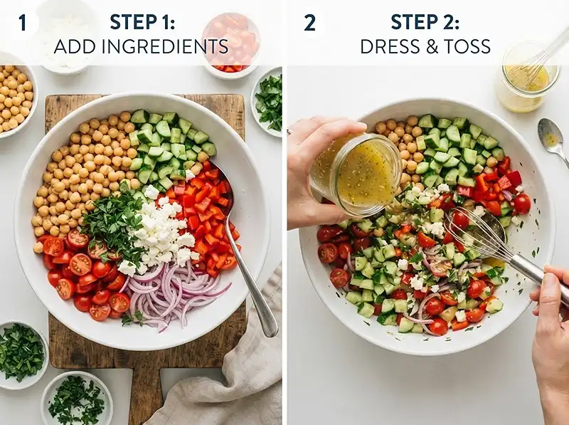 Mediterranean Chickpea Salad 4 Making Mediterranean Chickpea Salad