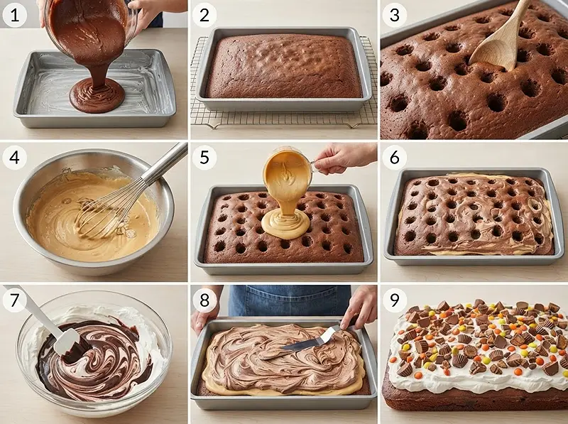 PRE Chocolate Peanut Butter Poke Cake
