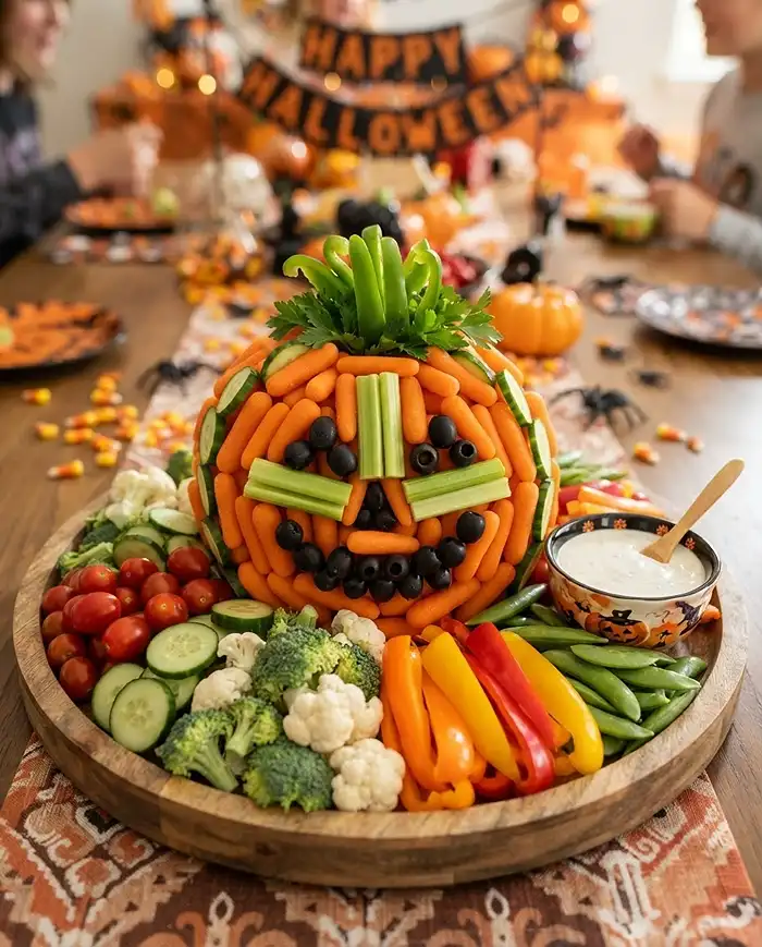 Pumpkin Patch Veggie Tray for Halloween 4 Pumpkin Patch Veggie Tray for Halloween