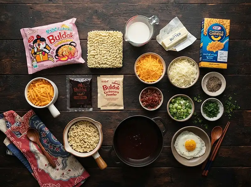 buldak carbonara mac and cheese​ Ingredients