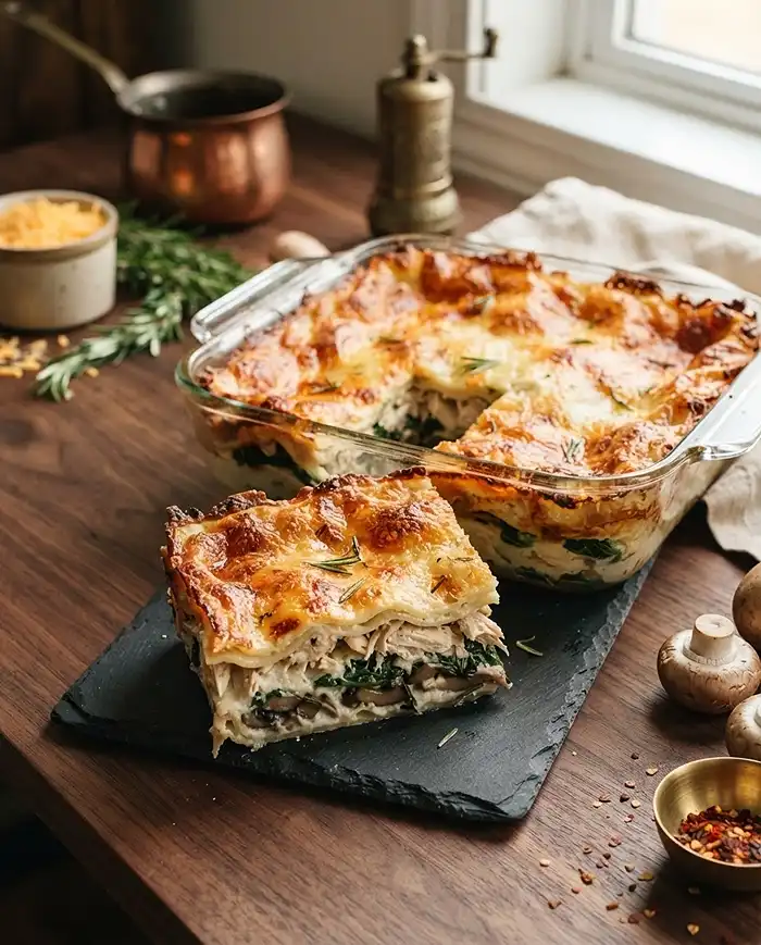 creamy rosemary chicken lasagna​