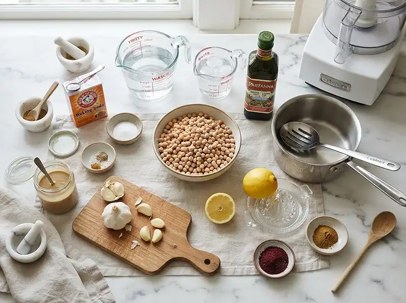hummus with dried chickpeas ingredients
