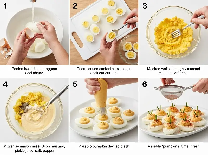 Pumpkin Patch Deviled Eggs for Fall 3 pre Pumpkin Patch Deviled Eggs