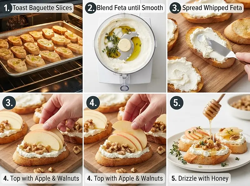 Whipped Feta Apple Walnut Crostini 3 pre Whipped Feta Apple Walnut Crostini