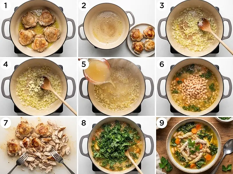 White Bean Kale Chicken Stew 3 pre White Bean Kale Chicken Stew