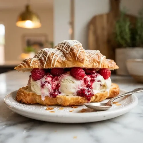 raspberry croissant ice cream sandwich​