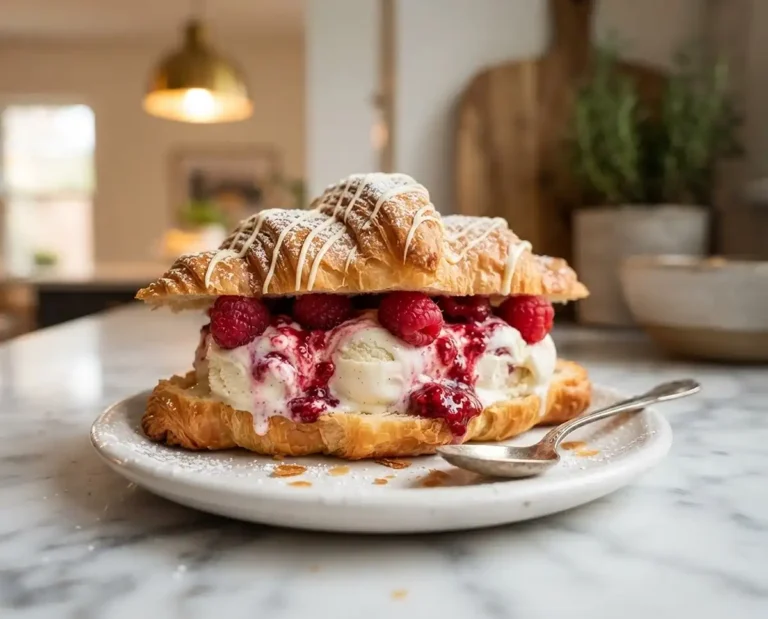 raspberry croissant ice cream sandwich​