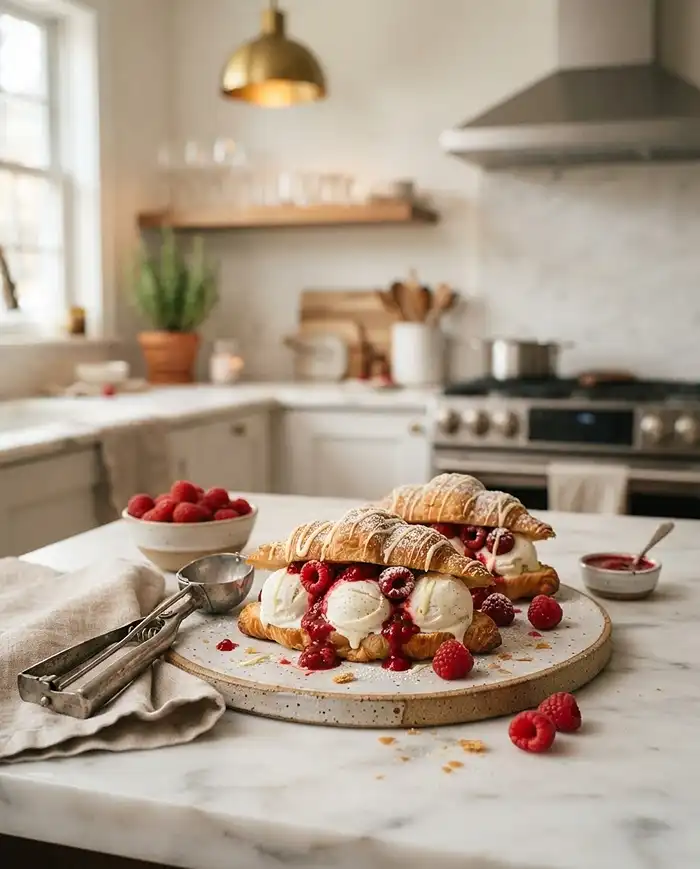 raspberry croissant ice cream sandwich​ Recipe