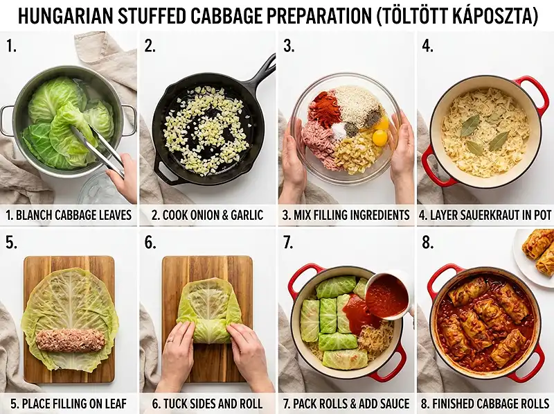 Hungarian Stuffed Cabbage Recipe 4 How to make Töltött káposzta