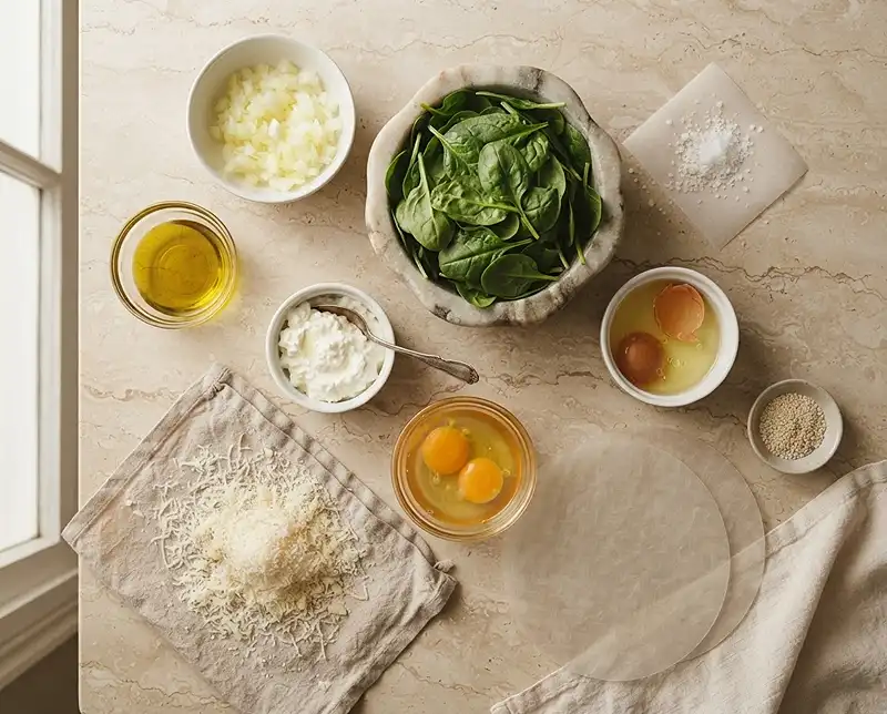 Ingredients for Rice Paper Spanakopita
