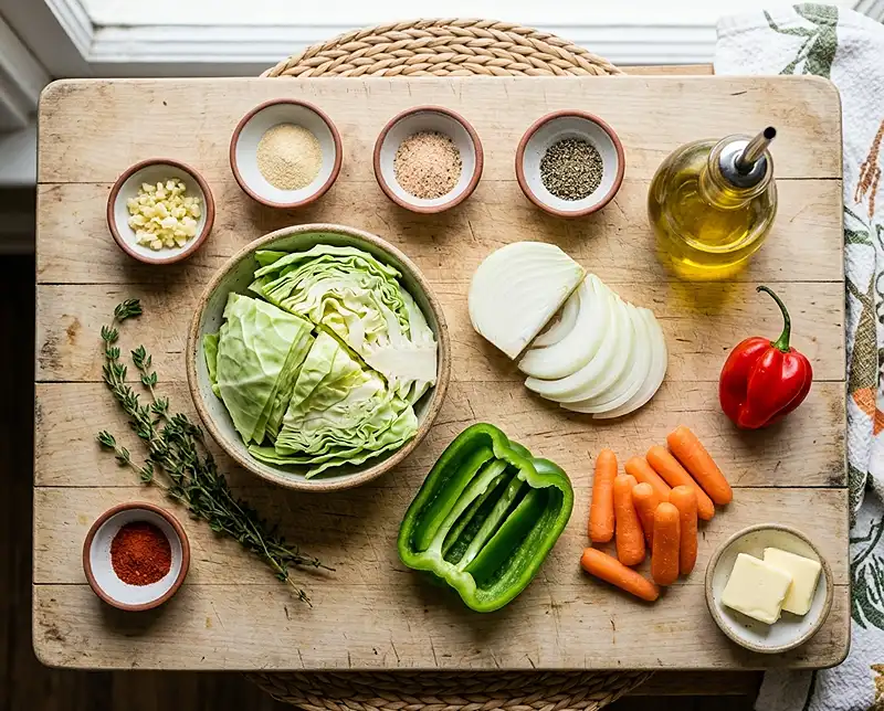 Ingredients for jamaican steamed cabbage recipe​