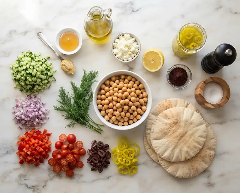 Chickpea Scoopable Salad 3 Mediterranean chickpea ingredients
