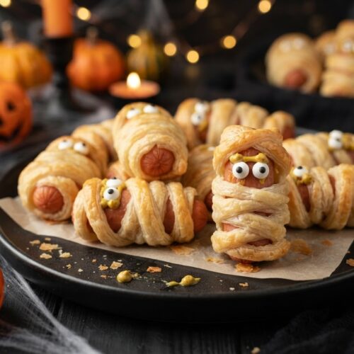 Mummy Hot Dog Puff Pastry Bites 5 Mummy Hot Dog Puff Pastry Bites