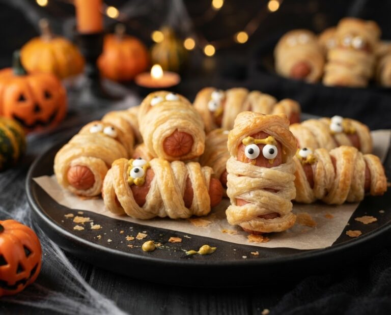 Mummy Hot Dog Puff Pastry Bites