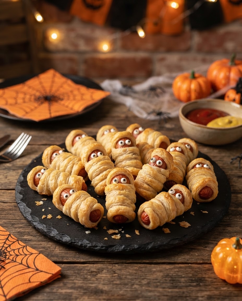 Mummy Hot Dog Puff Pastry Bites 4 Mummy Hot Dog Puff Pastry Bites recipe