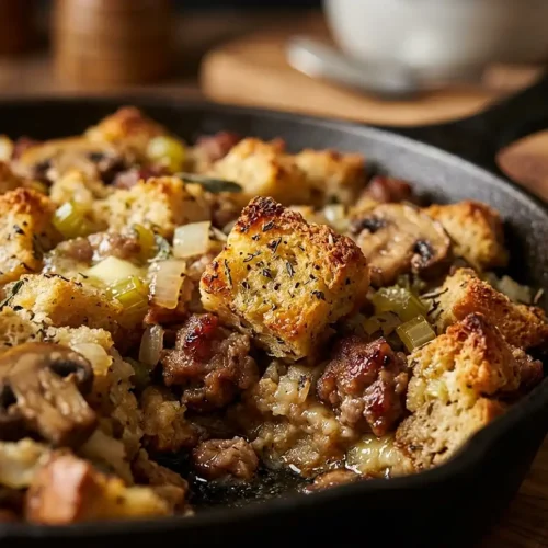 Cozy Sausage Stuffing Skillet Bake 5 Sausage Stuffing Skillet Bake