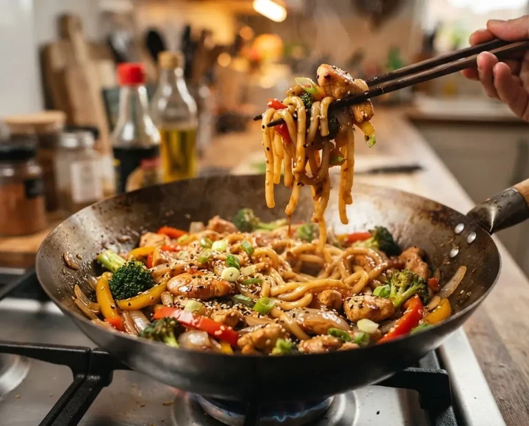 Sesame Ginger Chicken Udon Stir Fry