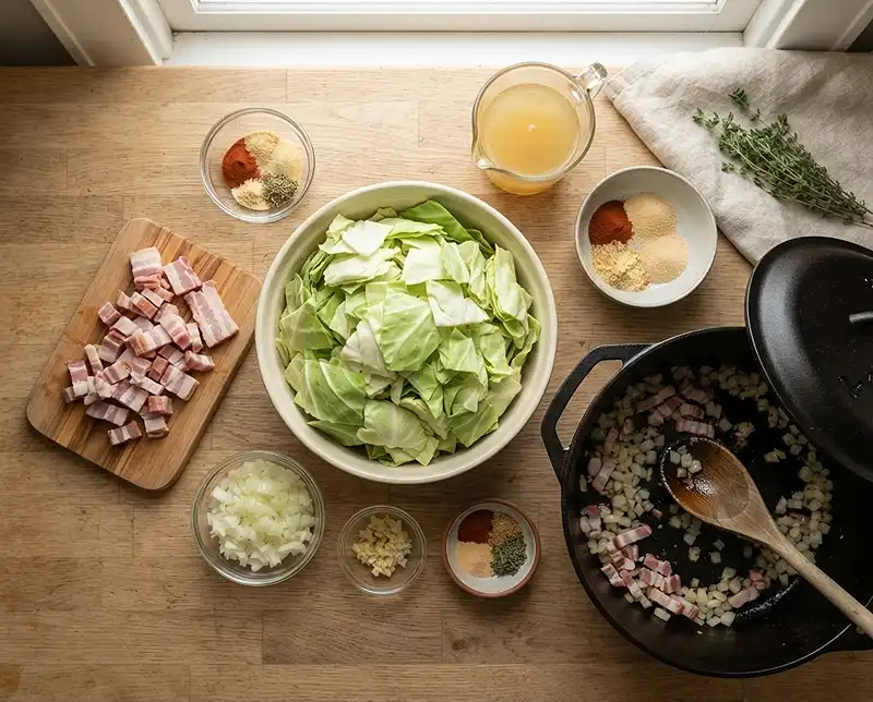 Smothered Cabbage Recipe 3 Southern Fried Smothered Cabbage ingredients