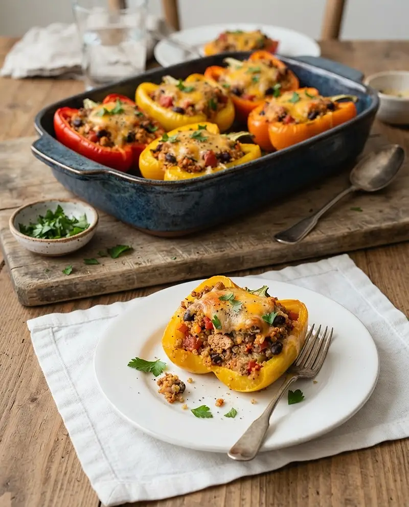 Turkey Quinoa Stuffed Peppers 4 Turkey Quinoa Stuffed Peppers recipe