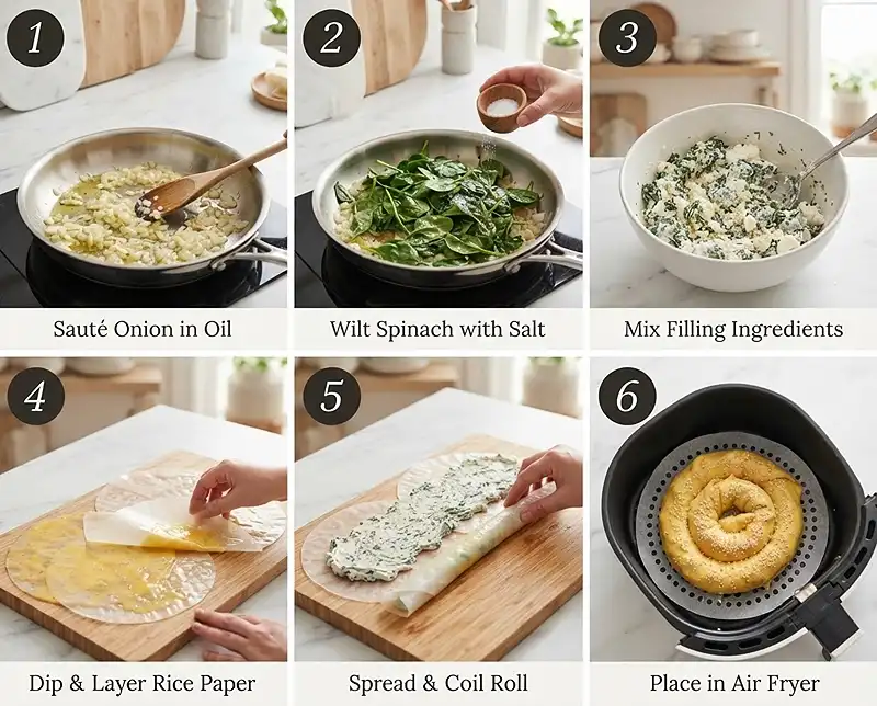 how to make spanakopita rice paper recipe​