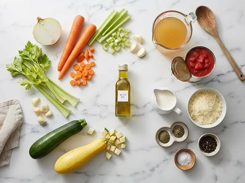 ingredients for Creamy Parmesan Vegetable Soup