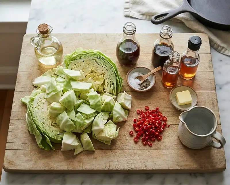 Korean Cabbage Recipe 3 main ingredients for Korean Stir Fried Cabbage