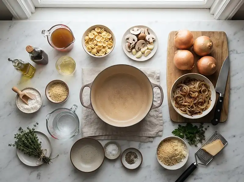 one pot creamy french onion pasta​ ingredients
