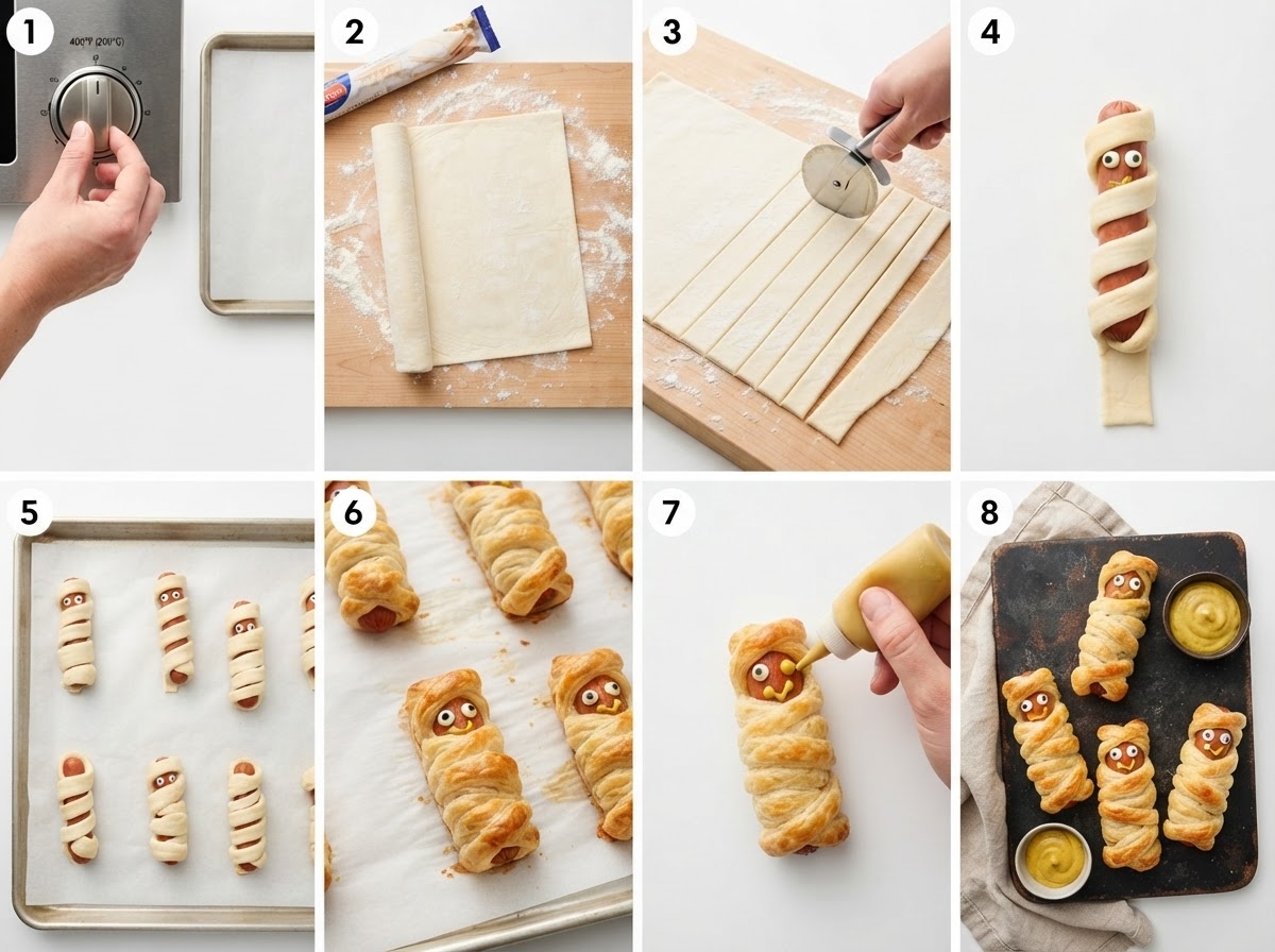 Mummy Hot Dog Puff Pastry Bites 3 pre Mummy Hot Dog Puff Pastry Bites