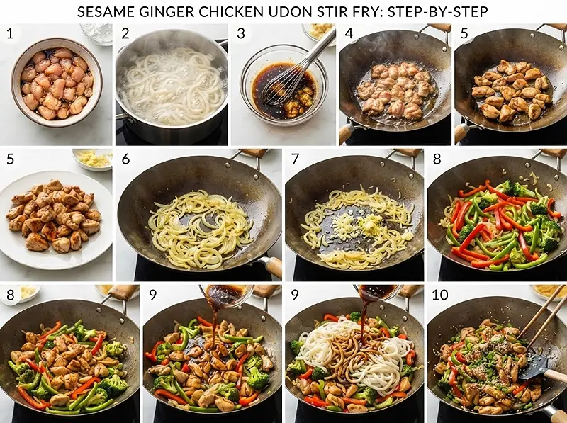 Sesame Ginger Chicken Udon Stir Fry Recipe 3 pre Sesame Ginger Chicken Udon Stir Fry